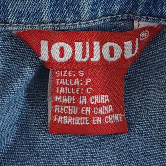 VTG JOUJOU Womens S Western Shirt Dress L/S Blue Denim Button Up 80s 90s EUC - Picture 8 of 8